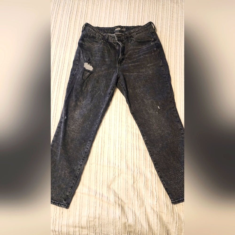 Like New-OG Straight Leg Black Acid Wash Jeans